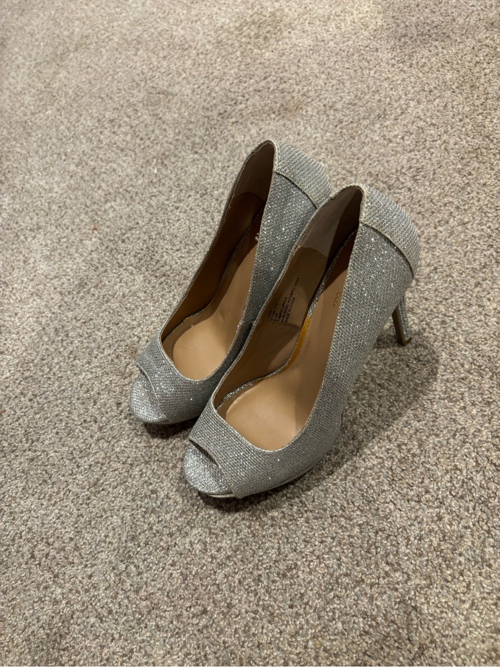 Thalia Sparkling Silver Peep-Toe High Heels